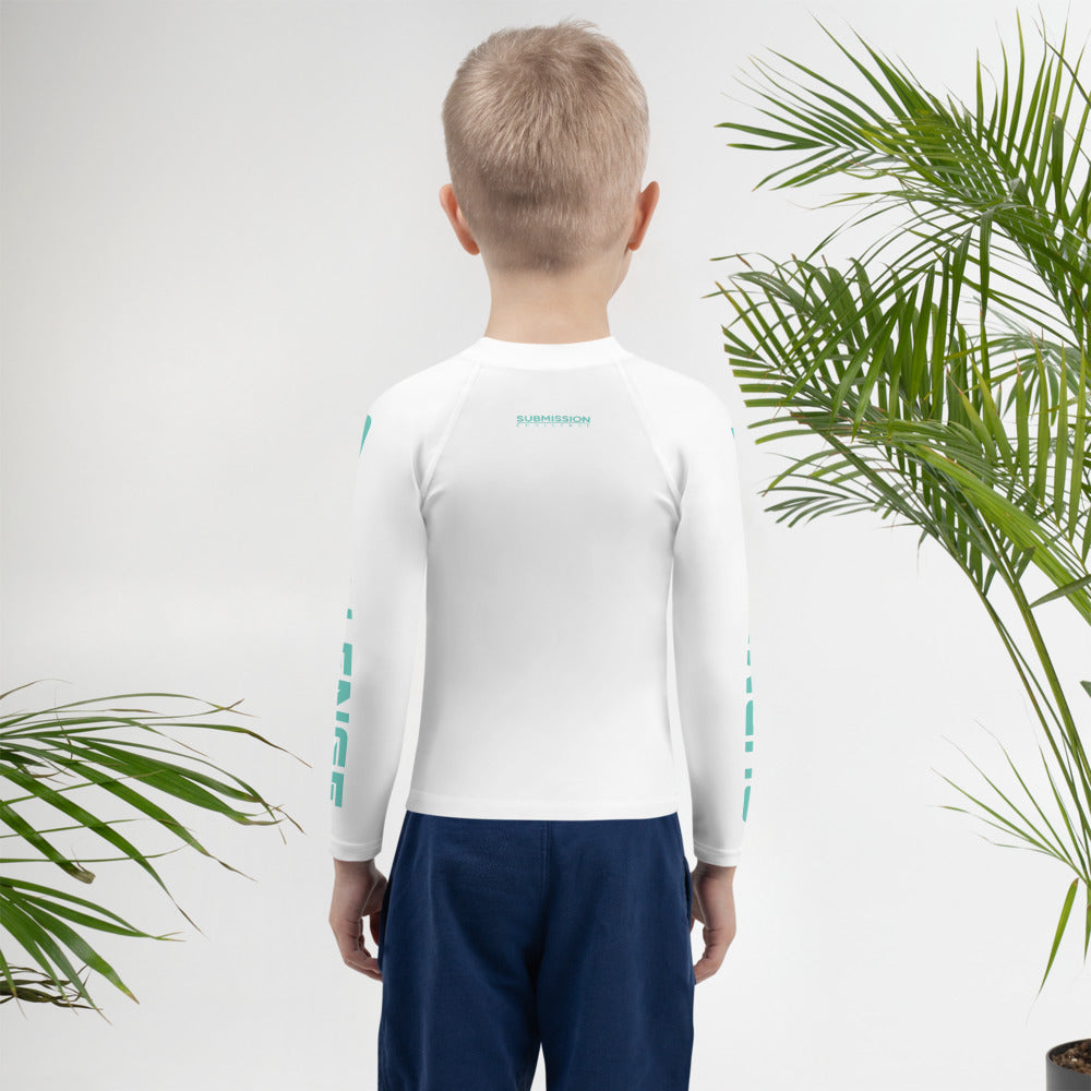 Kids/Tots White/Teal Rash Guard #subonly