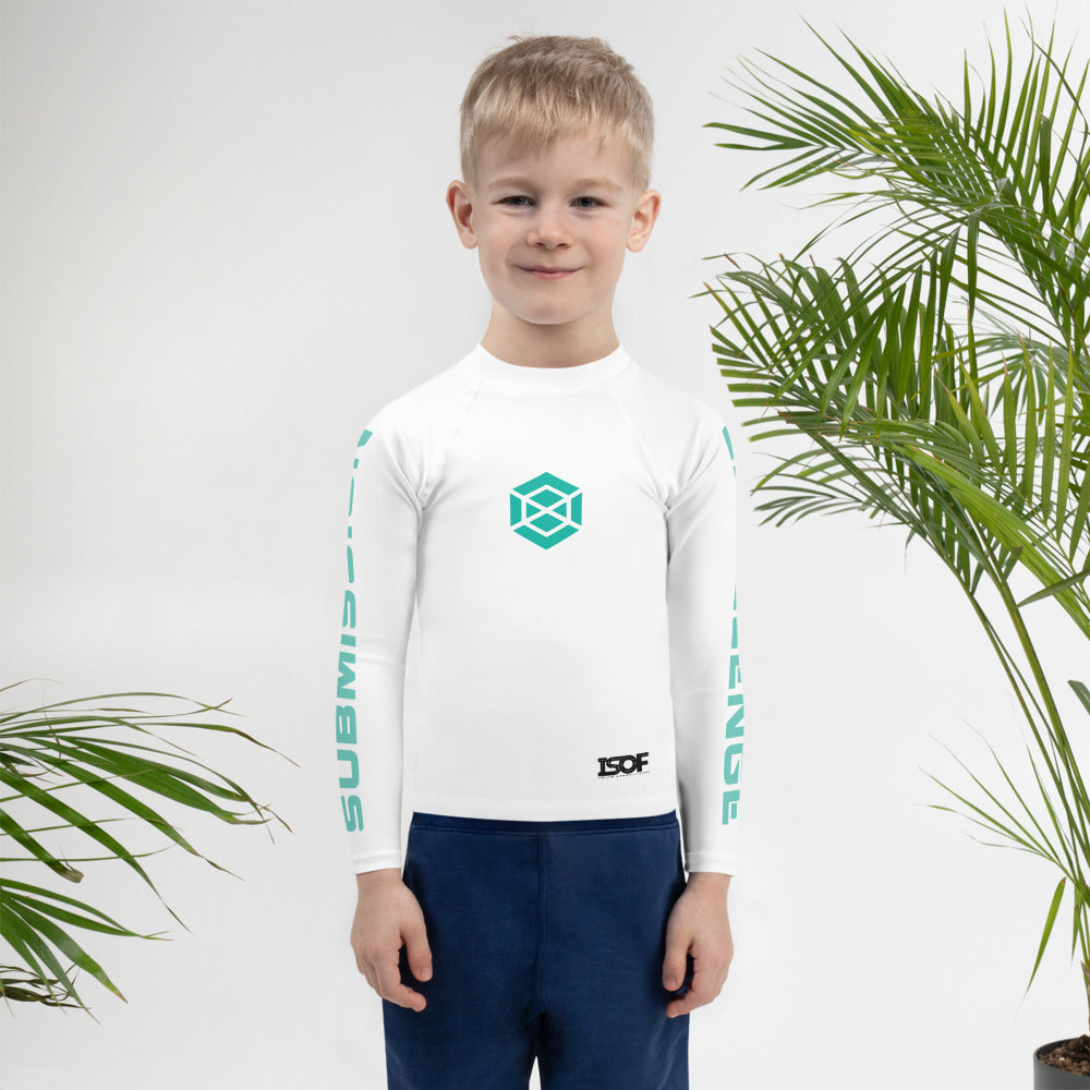 Kids/Tots White/Teal Rash Guard #subonly