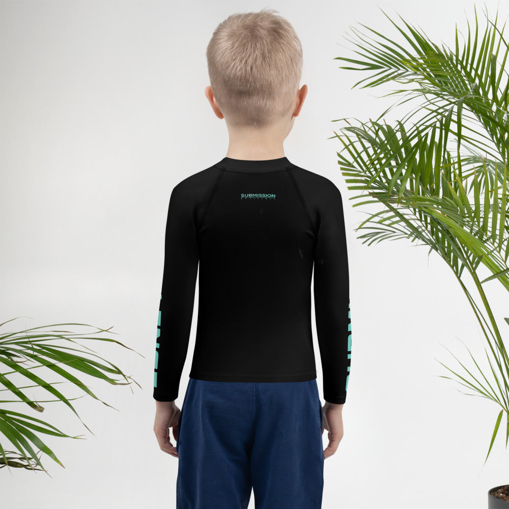 Kids/tots Black/Teal Rash Guard #subonly