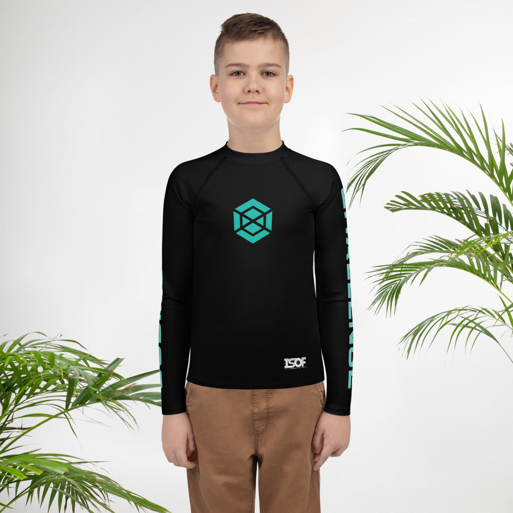 Youth Black/Teal Rash Guard #subonly