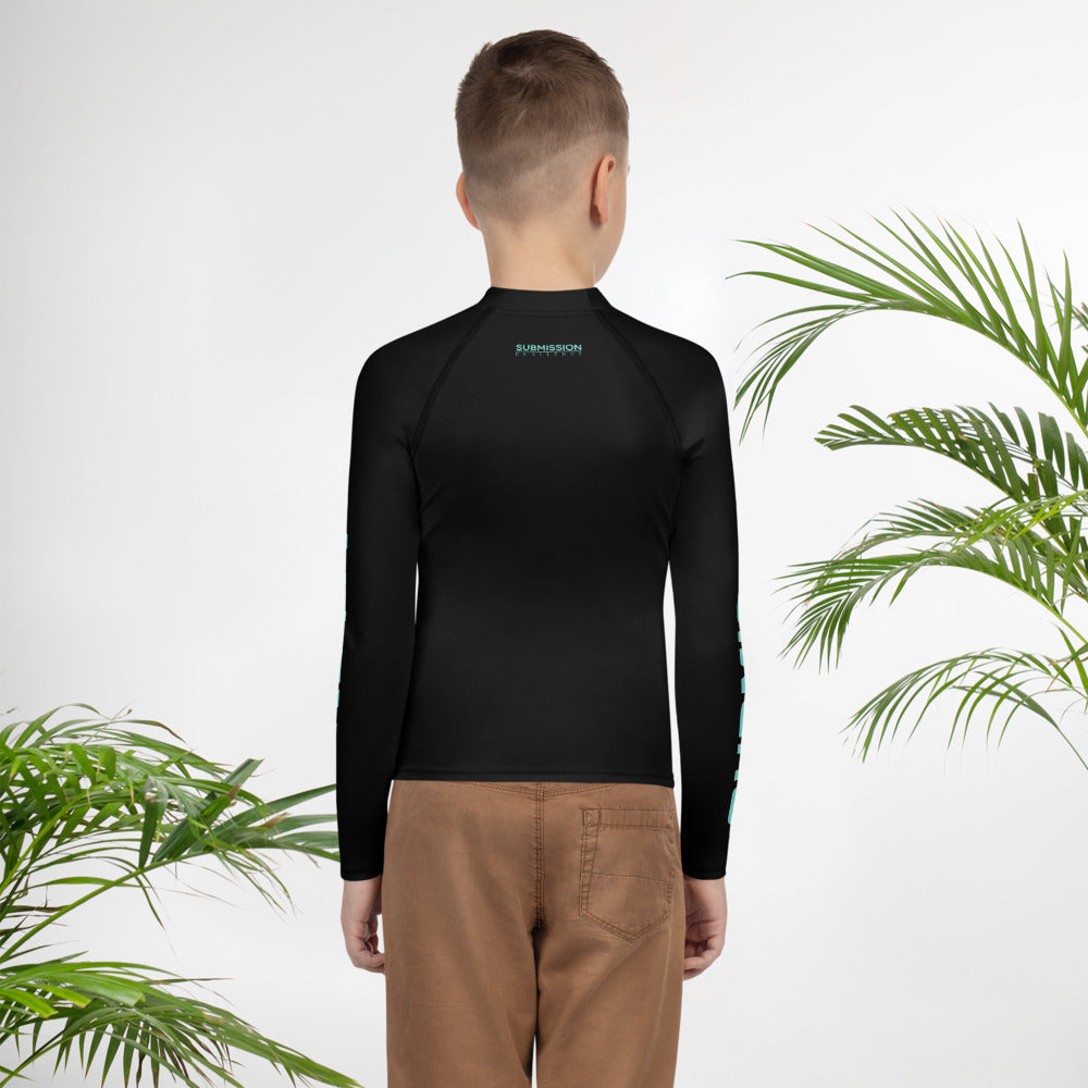 Youth Black/Teal Rash Guard #subonly